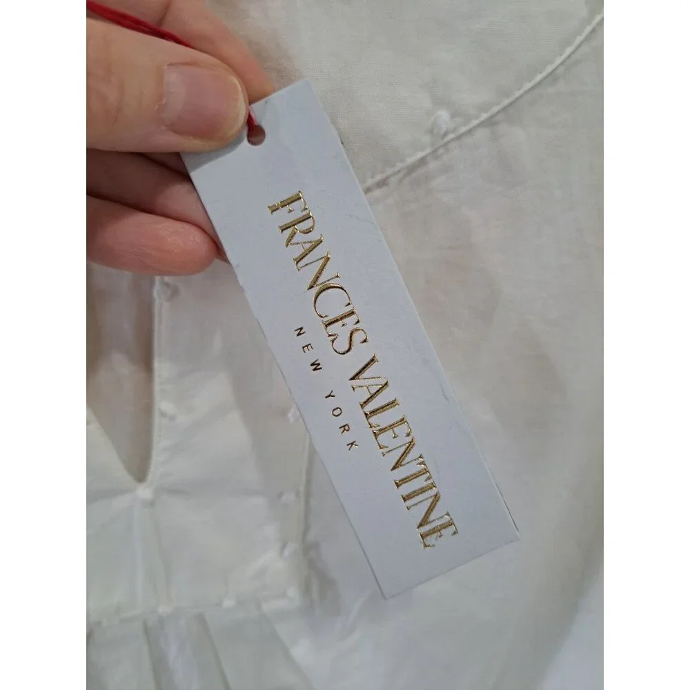 New Frances Valentine White Cotton Poplin Easy Dress  Nubs Lagenlook Pockets M - Picture 5 of 16
